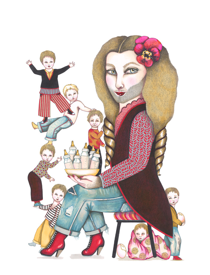 11_la femme à barbe - Illustrations du livre Saltimbanques_Thierry Magnier_2011